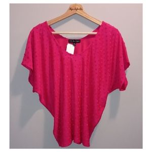 Kim & Cami Pink Swiss Dot Top